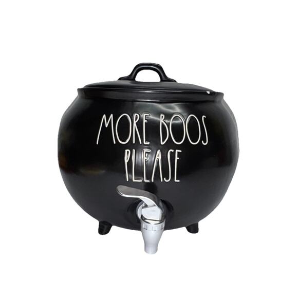 Halloween Party Decor “More Boos Please” Cauldron Drink Dispenser Black Rae Dunn - Picture 1 of 9